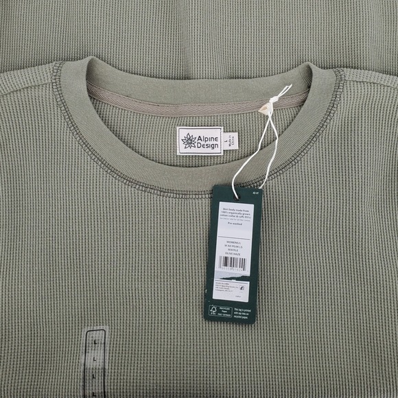 Alpine Design Women L Thermal Long Sleeve Top Olive Green Waffle Knit Organic - Picture 3 of 10